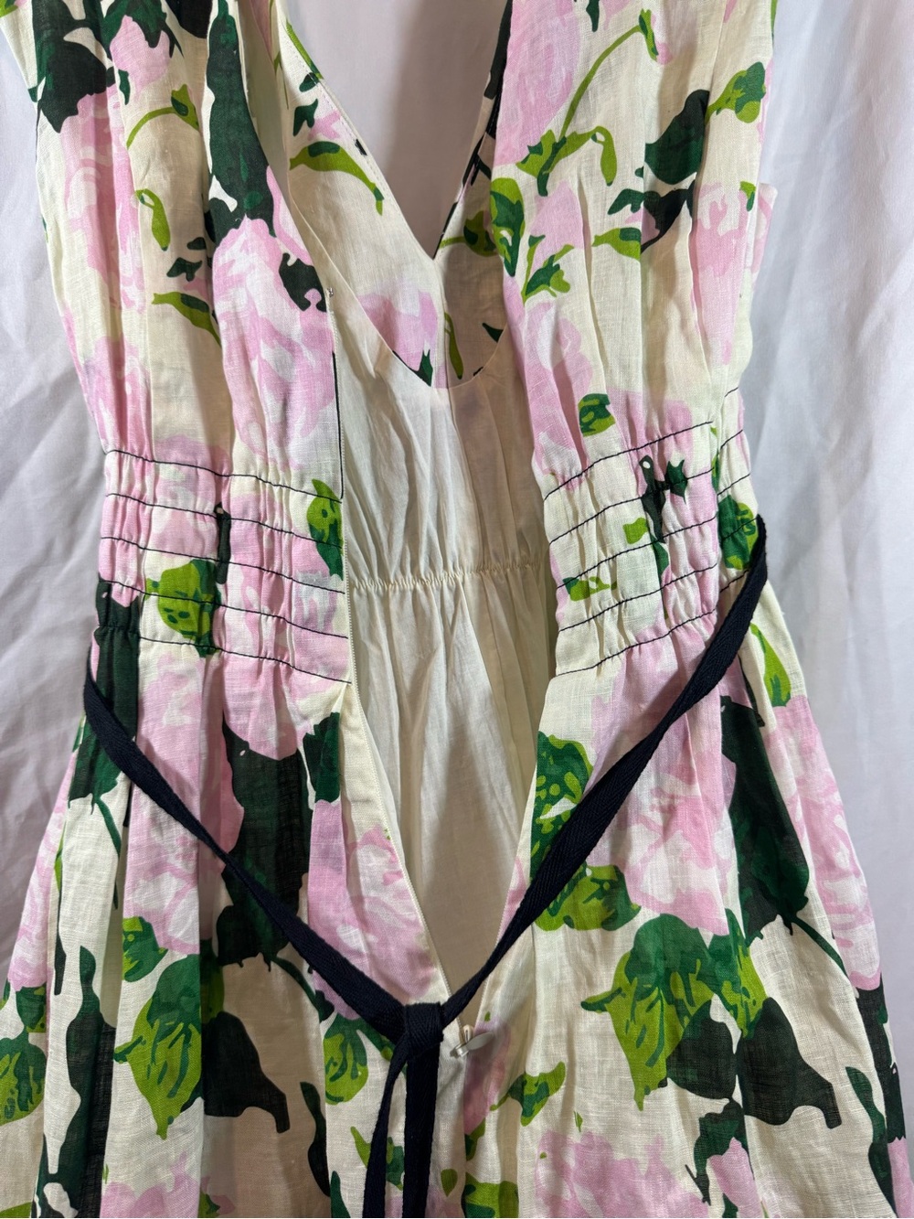 Hope for Flowers Floral Pink and Green V-Neck long Dress L - Picture 3 of 9
